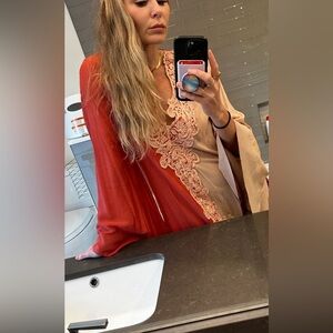 Vintage Red and Cream Women's Tunic